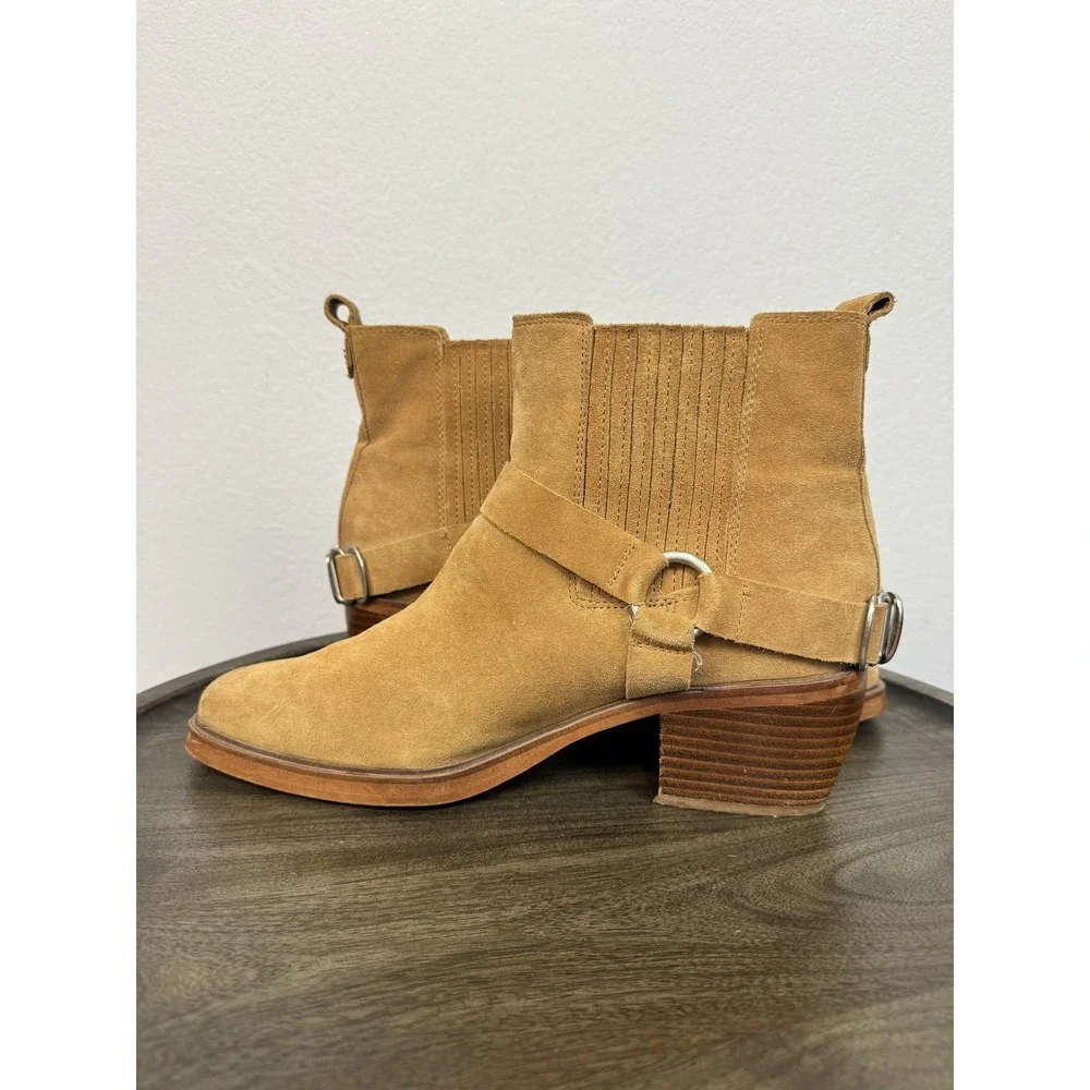 Sam Edelman Bellamie Boot Women's Size 10 Camel Suede‎ Western Harness Ankle